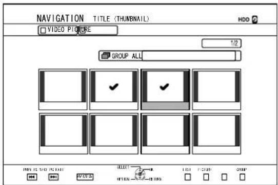 NAVIGATION TITLE (THUNBAIL) VIDEO PICTURE 1/2 GROUP ALL SELECT CHANGE OPTIONAL CHANGE TITLE FLOWER ORDER