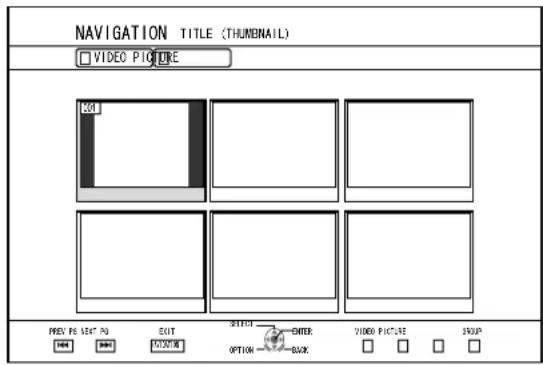 NAVIGATION TITLE (THUMBAIL) VIDEO PICTURE KSL PREV. PE LET TO EXIT OPTION ENTER GROUP VIDEO PICTURE BOX