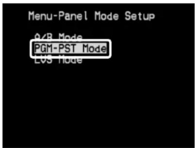 Menu-Panel Mode Setup PGM-PST Mode LVS Mode