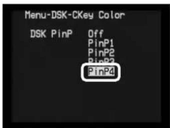 Menu-DSK-CKey Color DSK PinP Off PinP1 PinP2 PinP3 PinP4