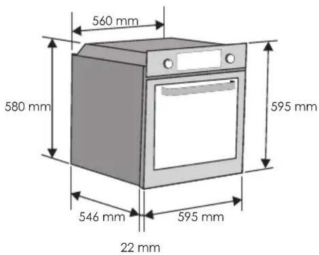 560 mm 580 mm 595 mm 546 mm 595 mm 22 mm