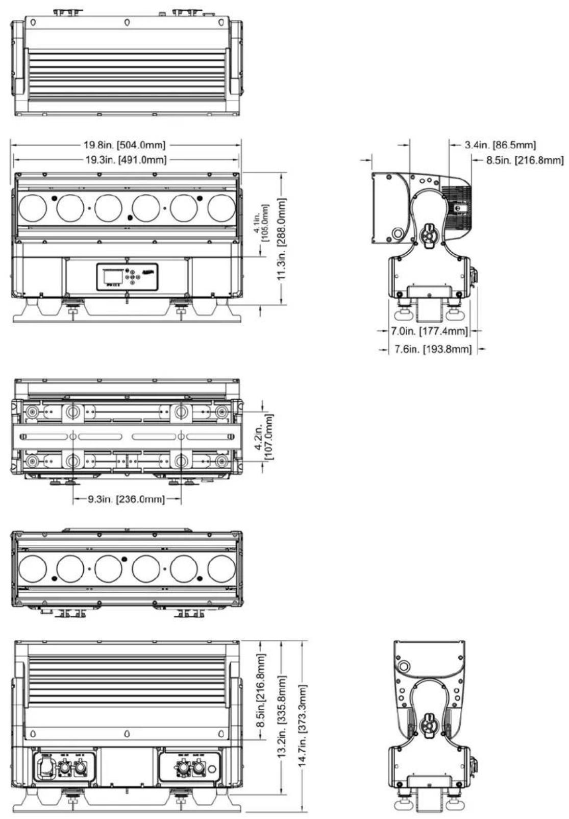 Elation Proteus Rayzor Blade S - DIMENSIONS-FIXTURE - 1
