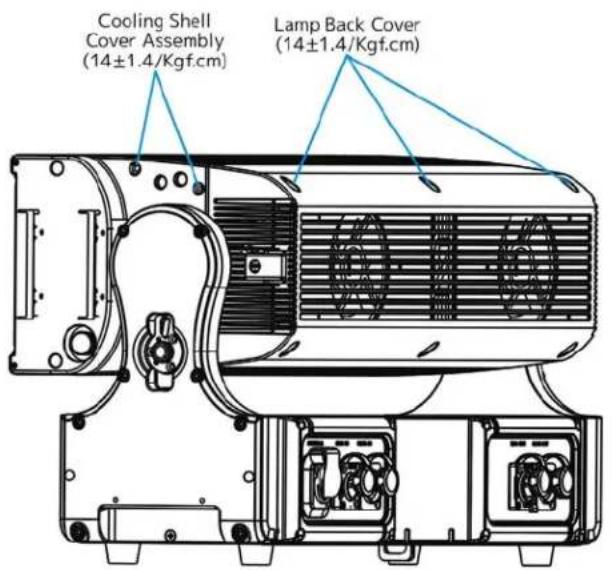 Cooling Shell Cover Assembly (14±1.4/Kgf.cm) Lamp Back Cover (14±1.4/Kgf.cm)