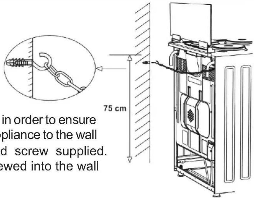 in order to ensure pliance to the wall d screw supplied. ewed into the wall 75 cm