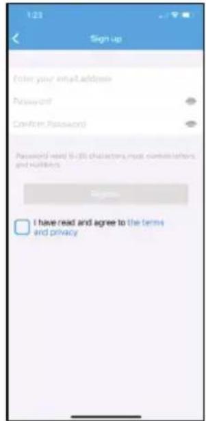 123 Sign up Enter your email address Password Confirm Password Password need 5-20 characters must confirm letters and credentials I have read and agree to the terms and privacy
