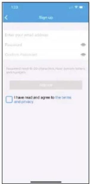 1:23 Sign up Enter your email address Password Confirm Password Password read 6-20 instructions, read terms letters, and passwords PASSIVE I have read and agree to the terms and privacy