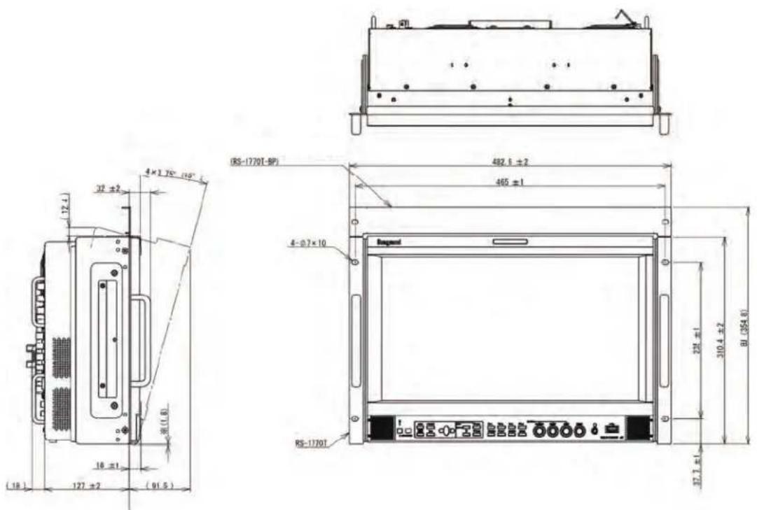 RS-1770T-BP 482.5 ± 2 465 ± 1 6-0.7×10 RS-1770T 32 ± 2 17.4 18 ± 1 127 ± 2 (91.5) 32.7 ± 1 310.4 ± 2 335 ± 1 BL (354.8)