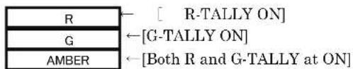 R ← [ R-TALLY ON ] G ←[G-TALLY ON ] AMBER ←[Both R and G-TALLY at ON ]