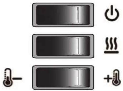 Diagram showing three battery cells with corresponding icons for power, heating, and cooling functions.