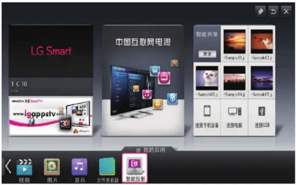 LG Smart 1 C 10 ONIOCA XG SmartTV www.lgappstv.com iGappstv 中国互联网电视 智能共享 更多 -Sample01.j -Sample02.j -Sample03.j -Sample04.j -Sample05.j 连接手机设备 连接电脑 连接USB 我的应用 视频 图片 音乐 文件查看器 智能投影