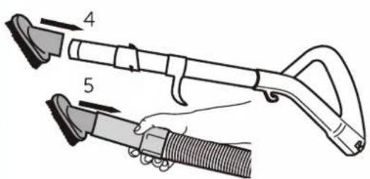 Diagram showing a tool with labeled parts 4 and 5, illustrating a mechanical or electrical assembly.