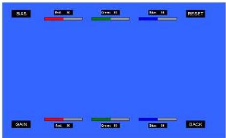 BAS Red: 51 Green: 52 Blue: 48 RESET GAIN Red: 50 Green: 53 Blue: 49 BACK