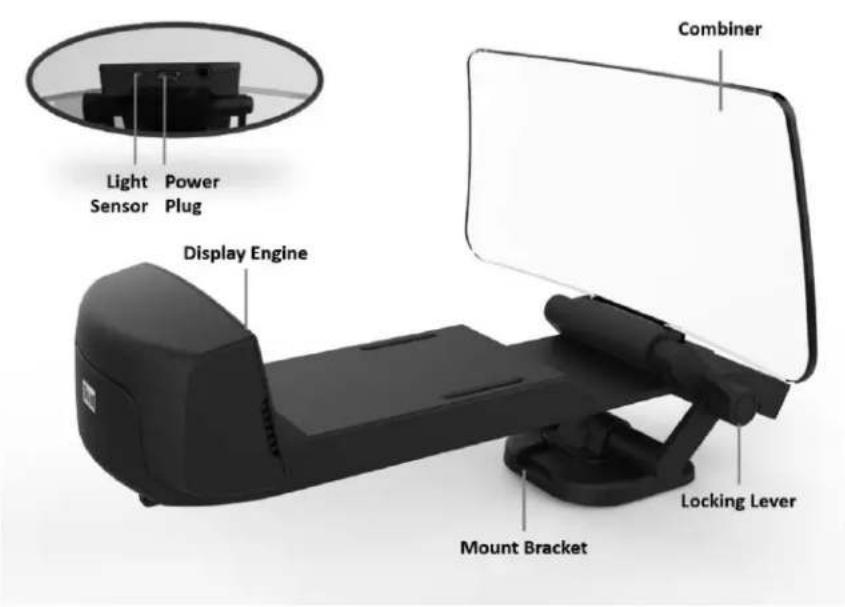 Light Sensor Power Plug Display Engine Combiner Locking Lever Mount Bracket