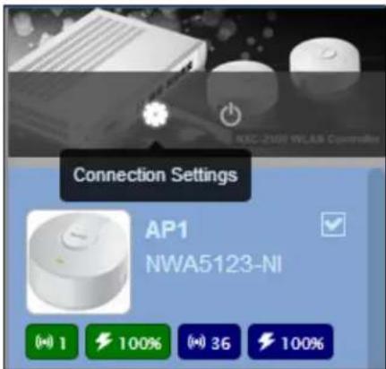 AEC-2501 WLAN Controller Connection Settings AP1 NWA5123-NI (i=1 1 100% (i=36 100%)