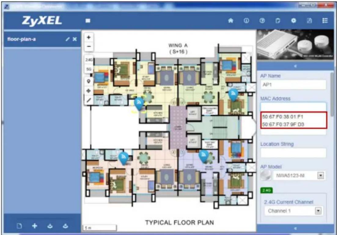 ZyXEL floor-plan-a WING A (S+16) 2.4G 5G AP Name AP1 MAC Address 50 67 F0.38 01.F1 50 67 F0.37 9F D3 Location String AP Model NWA5123-N 2.4G 2.4G Current Channel Channel 1 TYPICAL FLOOR PLAN 5 m