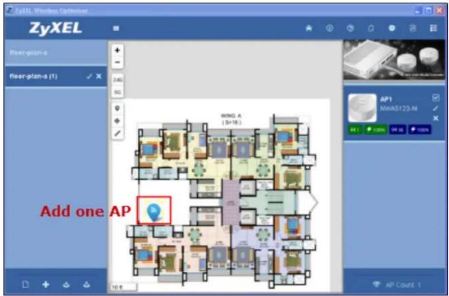 ZyXEL Floor-plan-a Floor-plan-a (1) Add one AP WING A (5+18) AP1 NWAS123-N AP Count 1