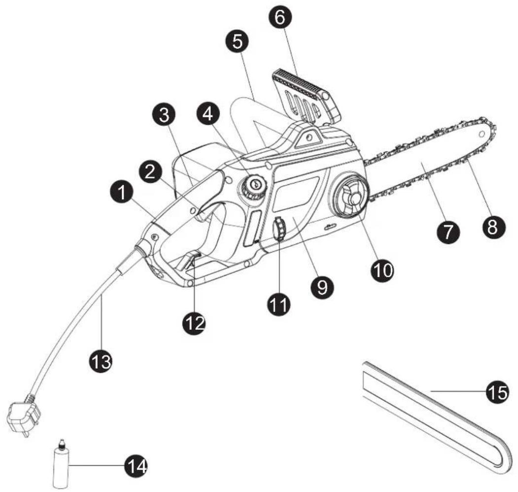 Technical diagram of a chain-linking device with numbered parts for identification