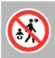 Prohibition sign with pictograms of a child and adult, indicating no smoking or alcohol use