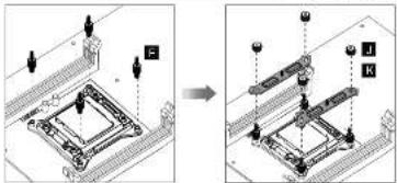 Technical diagram showing a mechanical assembly with labeled components and an arrow indicating transformation or assembly.