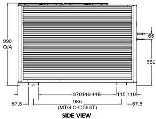 990 O/A 65 550 870110 115 115 110 985 (MTG C-C DIST) 57.5 57.5 SIDE VIEW