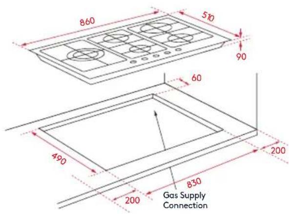 860 510 90 60 490 200 830 Gas Supply Connection