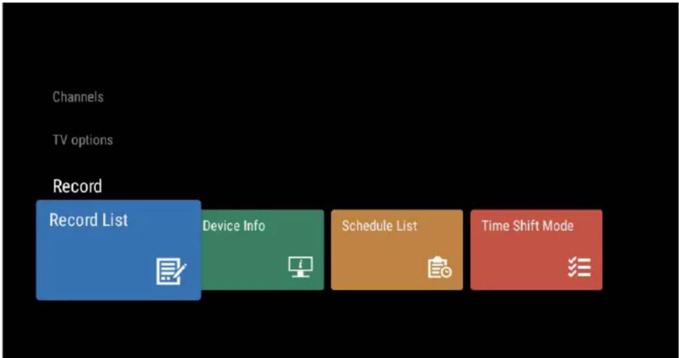 graph LR A["Record List"] --> B["Device Info"] B --> C["Schedule List"] C --> D["Time Shift Mode"]
