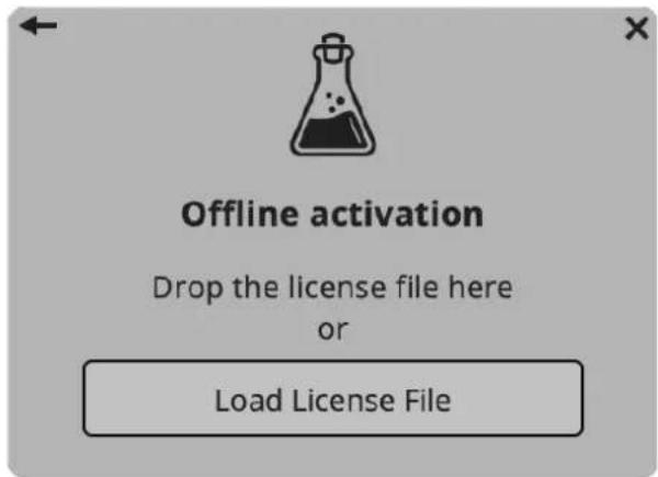 Offline activation Drop the license file here or Load License File