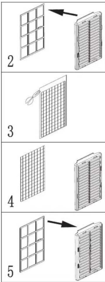 Diagram showing five steps of installing a solar panel into a grid, with arrows indicating the process.