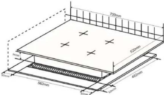 700mm 520mm 54mm 492mm 562mm 50mm 10mm