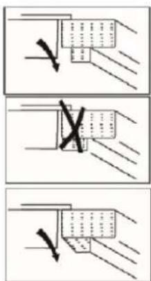 Diagram illustrating three different mechanical or structural states with directional arrows and cross symbols indicating failure or failure.