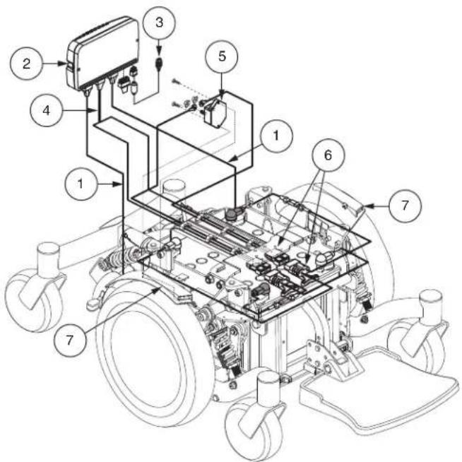 Technical diagram of a robotic vehicle with numbered components for identification