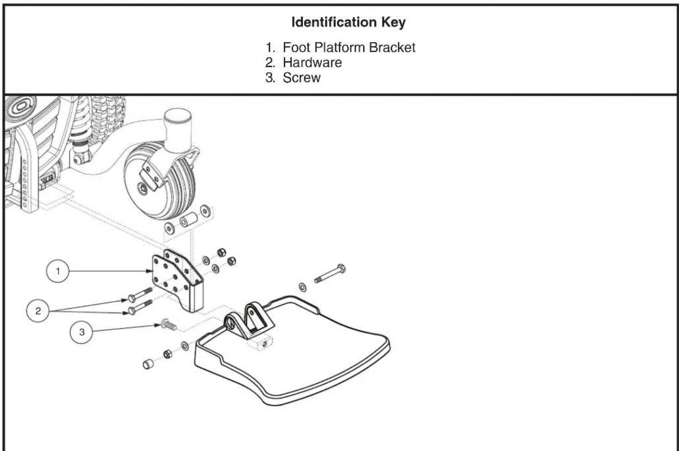 Identification Key 1. Foot Platform Bracket 2. Hardware 3. Screw