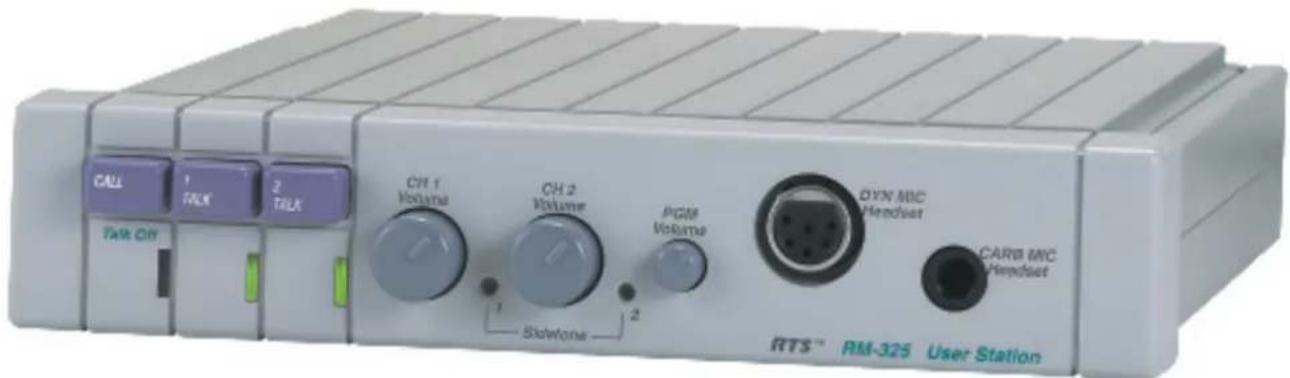 CALL 1 TALK 2 TALK Talk Off CH 1 Volume CH 2 Volume PGM Volume DYN MHC Headset CARB MHC Headset RTS™ RM-325 User Station