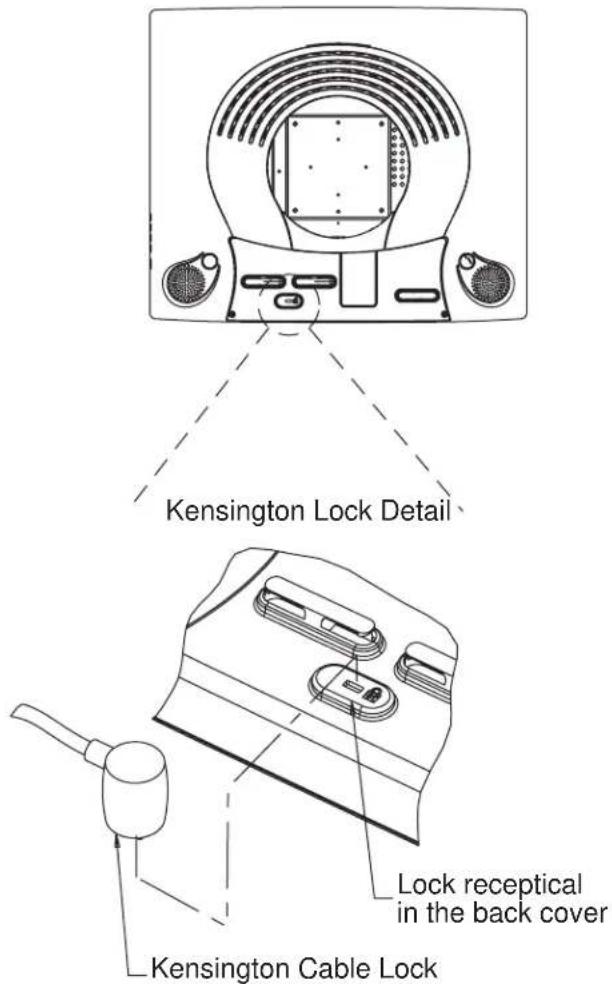 KENSINGTON LOCK DETAIL Lock receptical in the back cover KENSINGTON CABLE LOCK