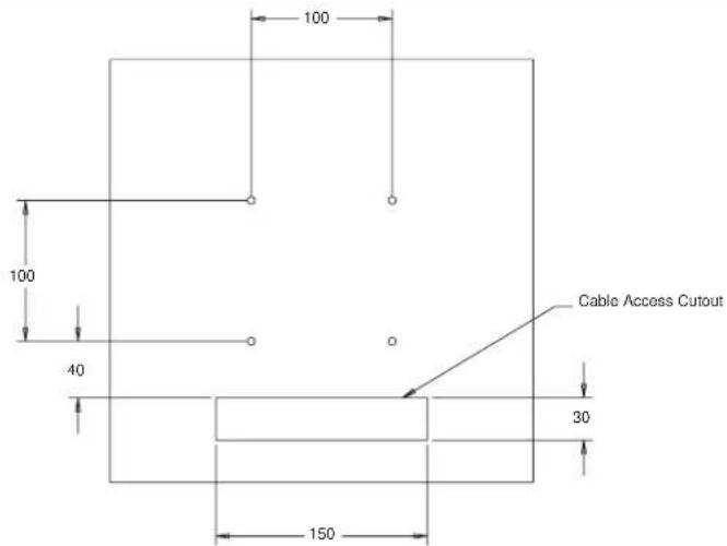 100 100 40 Cable Access Cutout 30 150