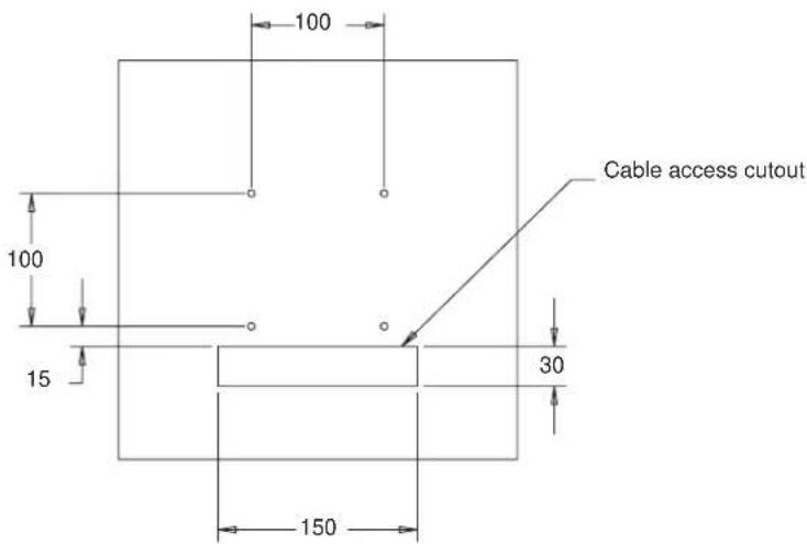 100 Cable access cutout 100 15 30 150