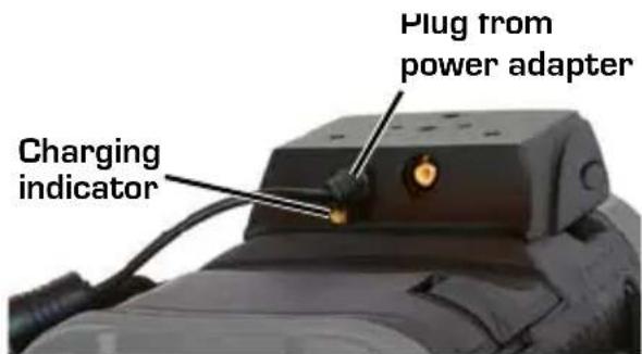 Plug from power adapter Charging indicator