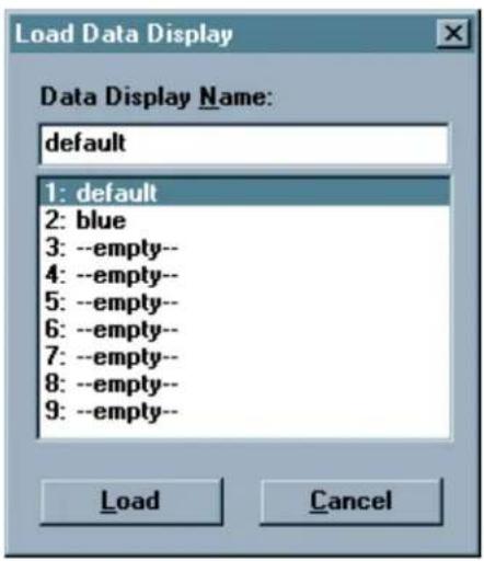 Load Data Display Data Display Name: default 1: default 2: blue 3: --empty-- 4: --empty-- 5: --empty-- 6: --empty-- 7: --empty-- 8: --empty-- 9: --empty-- Load Cancel