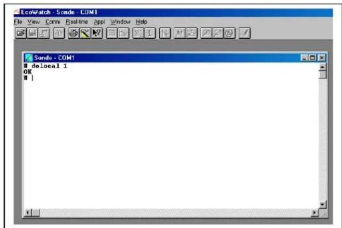 EcoWatch - Sonde - COM1 File View Comx Realtime Appl Window Help Sonde - COM1 ■ delocal 1 OK ■ |
