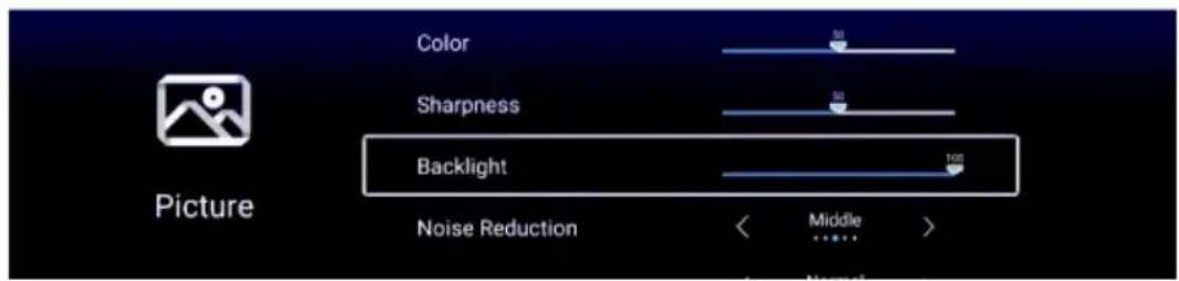 Picture Color Sharpness Backlight Noise Reduction Middle ...