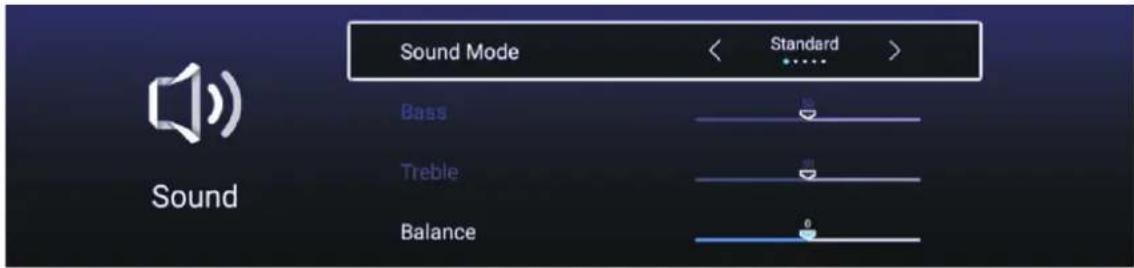 Sound Mode Standard Bass Treble Balance