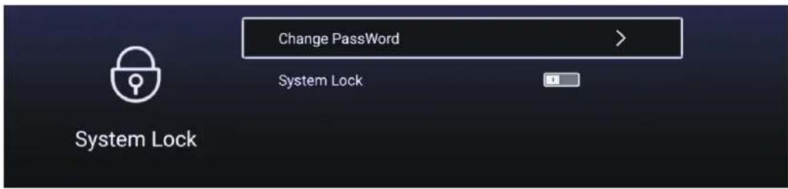 Change PassWord > System Lock System Lock
