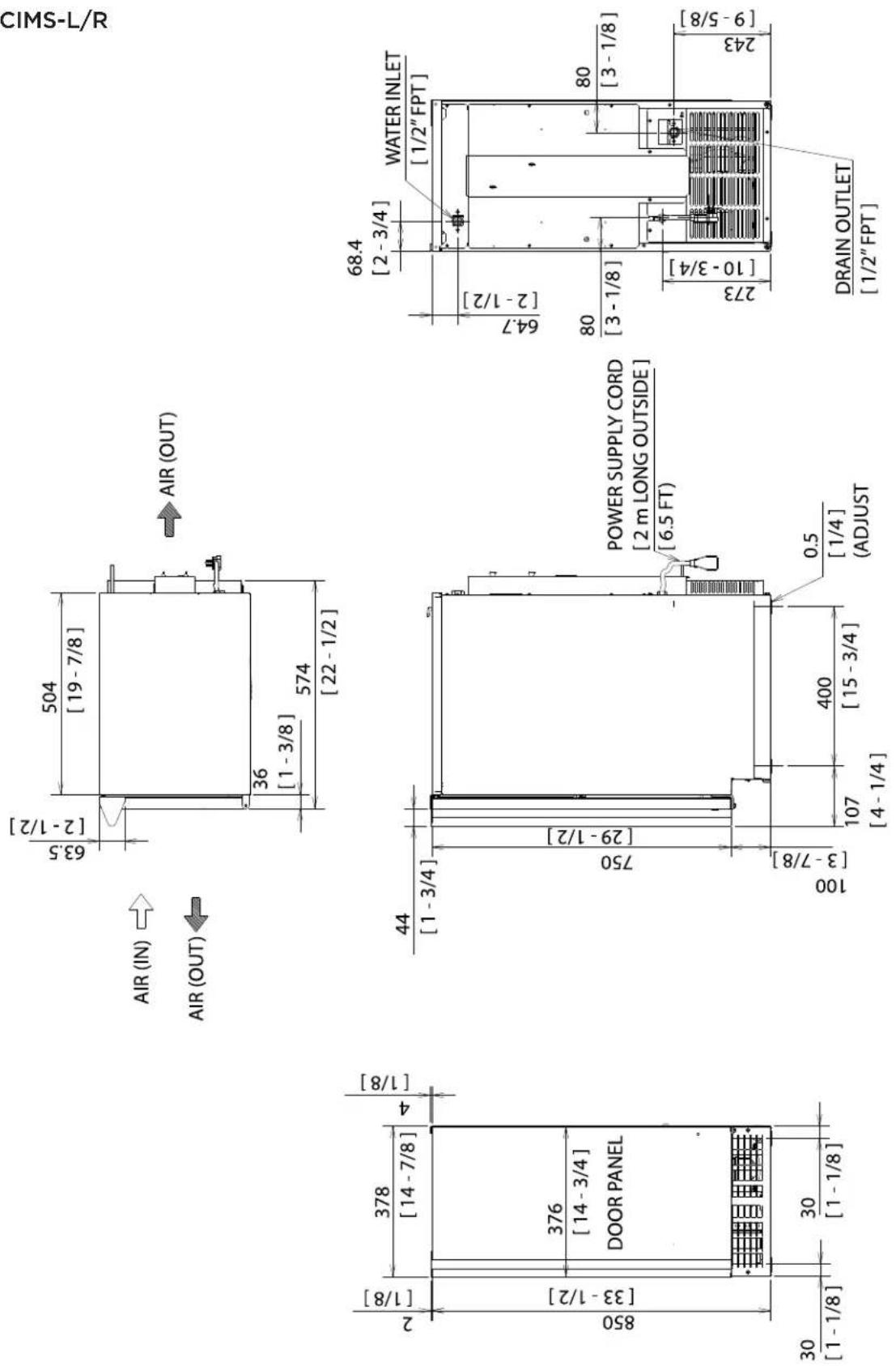 Perlick H80CIMS-ADL - NICHE / PRODUCT DIMENSIONS/CONNECTIONS - 1