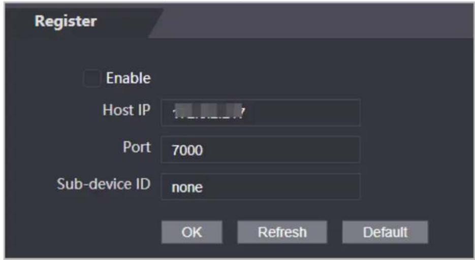 Register Enable Host IP Port 7000 Sub-device ID none OK Refresh Default