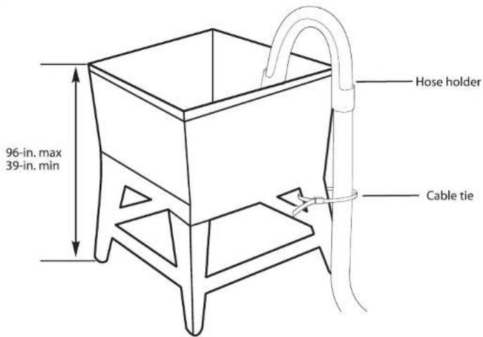 96-in. max 39-in. min Hose holder Cable tie