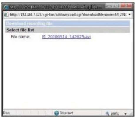 Download recording file Select file list File name: M_20100514_142625.avi Don Internet 100%