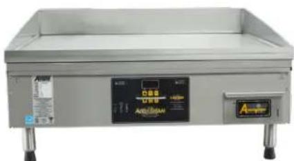 Exterior view of a stainless steel portable kitchen appliance with control buttons and legs (no visible text or symbols)