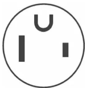 Simple electrical circuit symbol for a three-pin resistor (no text or labels)