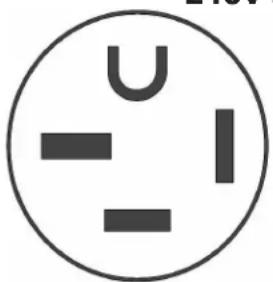 Simple electrical socket symbol with three U-shaped pins and two I-beam (no text or labels)