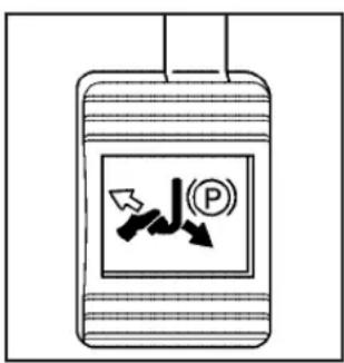 Diagram of a traffic sign indicating parking or road sign with arrows and a parking symbol